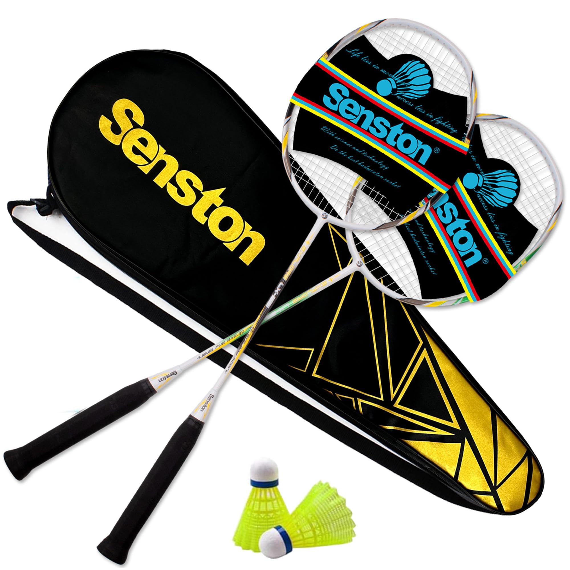 Senston 2 Pieces Graphite Shaft Badminton set, Isometric head racket, Low-drag badminton racket — image 1