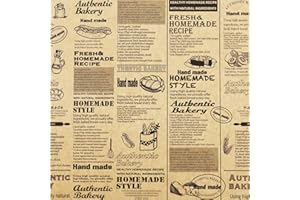 OTOPETE 200Pcs Food Paper Sheets, 12"x12" Grease Resistant Food Wrapper Paper, Newspaper Theme Hamburger Sandwich Basket Liner, Tray Liner, for Home Kitchen Baking, Picnic, Party, Kraft Paper