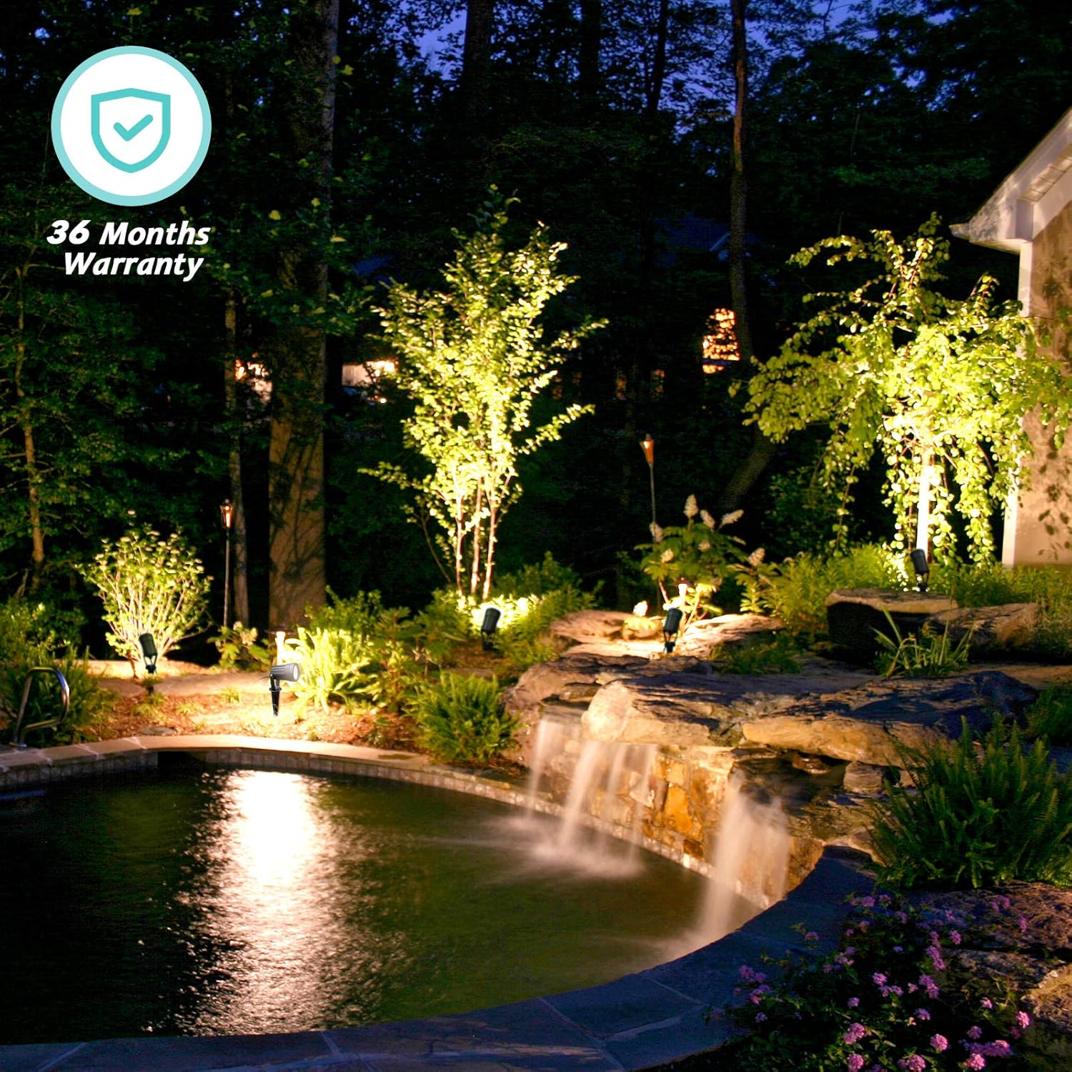 Albrillo 6 Pack LED Landscape Spotlights - 3.5W 12V Low Voltage Garden Spotlight with 3000K Warm White, IP65 Waterproof, Metal & Glass, 66FT LED Outdoor Spotlights for Garden Yard Patio Walkway - - 