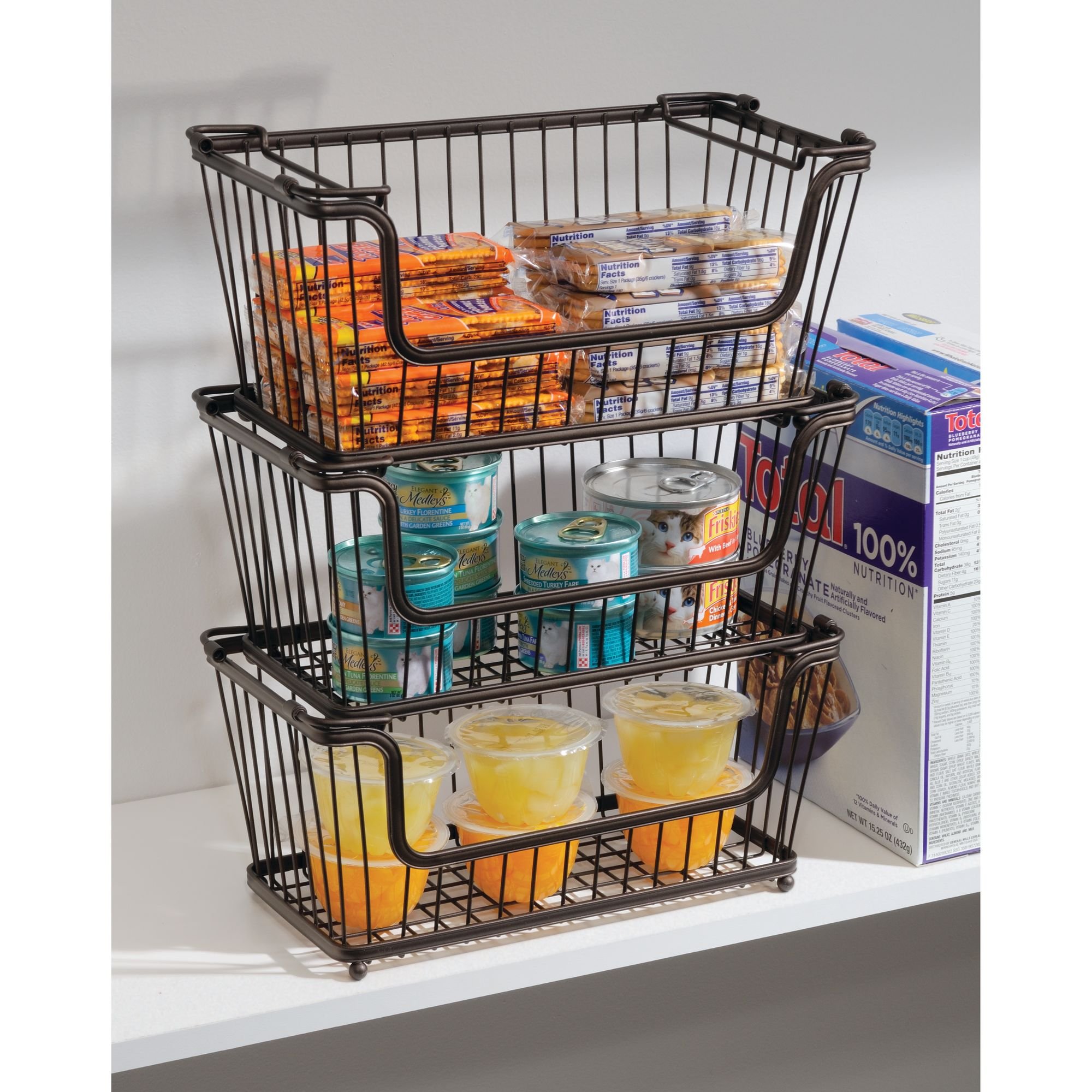 mDesign Vintage Household Stackable Metal Wire Storage Organizer Bin