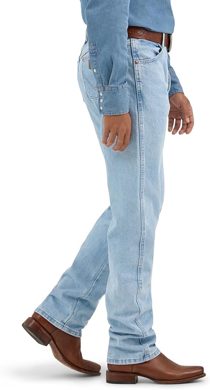 Jeans para Hombre Azul Hebilla Dorada blanqueada. 42W/30L