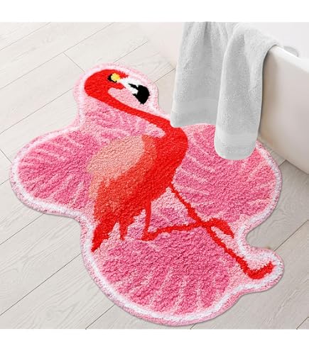 Amazon.com: MERCHR Pink Bathroom Rugs Cute Flamingo Modern Art