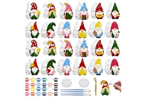 Suzile 24 Pcs Christmas Ceramics to Paint Ready to Paint Ceramics Christmas Ornaments Xmas Gnome Ceramic Painting Kit Christmas Crafts for Adults