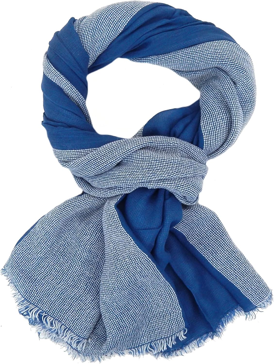 Ella Jonte Herrenschal Blau-weiß-grau - Leichter Viskose Schal 190x90cm