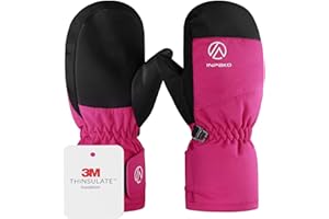 INPAKO Kids Ski Gloves Waterproof Winter Snow Gloves for Boys Girls Cold Weather Windproof Warm Mittens for Snowboard Sport Outdoor