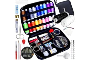 LE PAON Sewing Kit with Case Portable Sewing Supplies for Home Traveler, Adults, Beginner, Emergency, Contains 18 Sewing Thread, Scissors, Needles, Measure etc