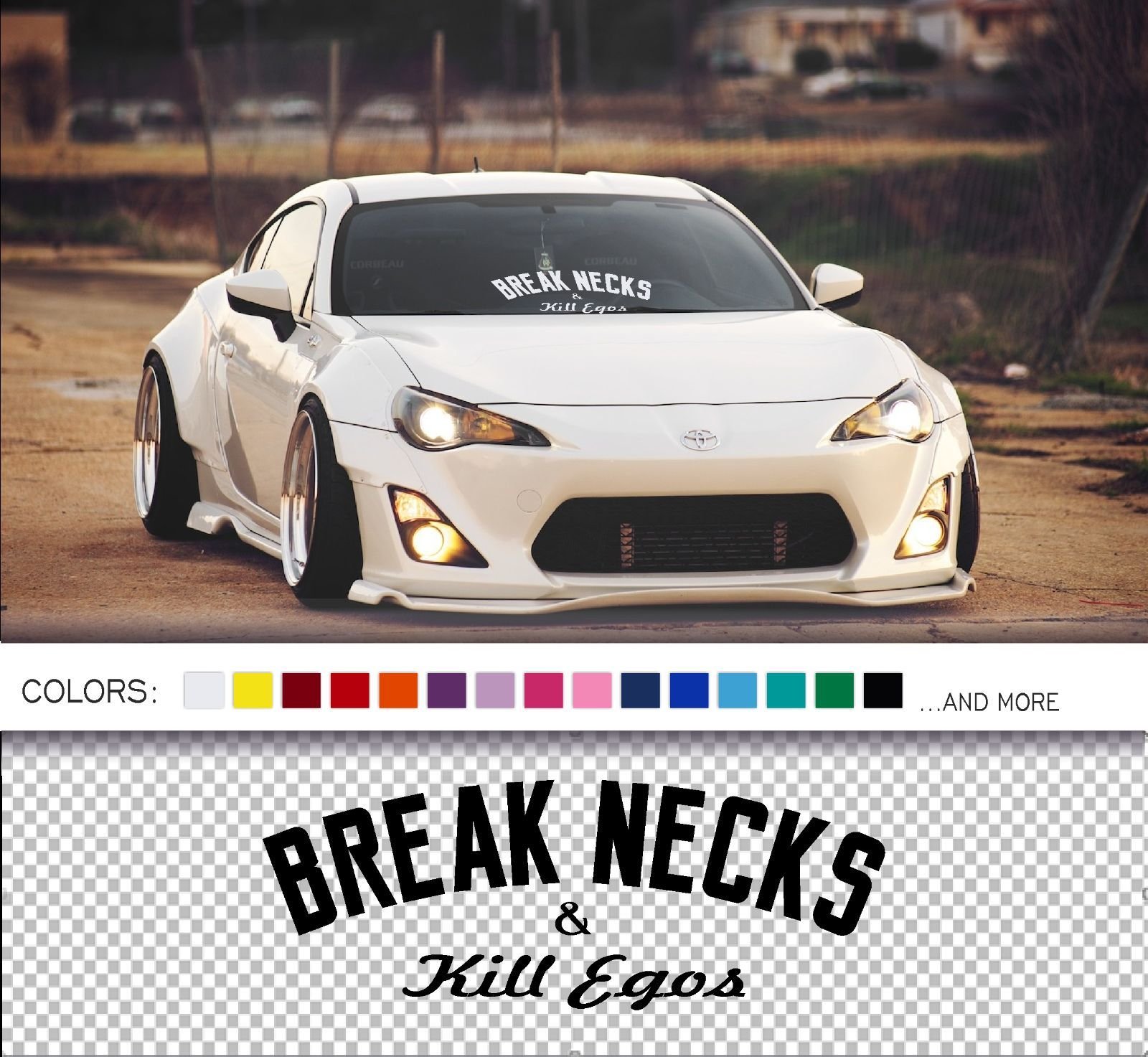 Break Necks Kill Egos Stance Royal Windshield car Sticker Decal - Red - 24"