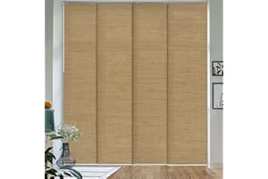 GoDear Design Adjustable Vertical Blinds for Windows, Panel Track Blinds for Sliding Closet Doors, Extendable Track from 45.8" to 86" W, Trimmable Panel Curtains Up to 96" H, Pecan