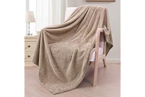 Exclusivo Mezcla Fleece Throw Blanket Extra Large, Super Soft and Warm Blankets for Couch, Sofa and Bed Waffle Textured, Cozy, Fuzzy and Lightweight (Camel, 50x70 inches)