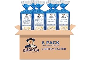 Quaker Large Rice Cakes, Lightly Salted, Gluten Free, 100% Whole Grains, 4.47 Oz, Pack of 6