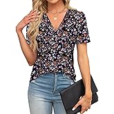 Agnes Urban Womens Tops Dressy Casual V Neck Short Sleeve Shirts Summer Loose T Shirts Trendy Tops Tunic Blouses