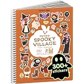 Cupkin Spooky Village Halloween Coloring & Sticker Book | 300+ Stickers | Spiral-bound kids craft format with 8 scenes, 8 art pages, side-by-side viewing, and an easy-peel design for ages 2–8