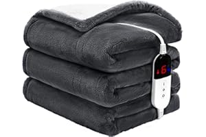 BENFOX Premium Heated Blanket 50"×60" - Super Soft Electric Throw Blanket with 6 Heating Levels, Fast Heating Flannel Blanket for Couch & Bed - Auto Shut-Off - Machine Washable (Grey)