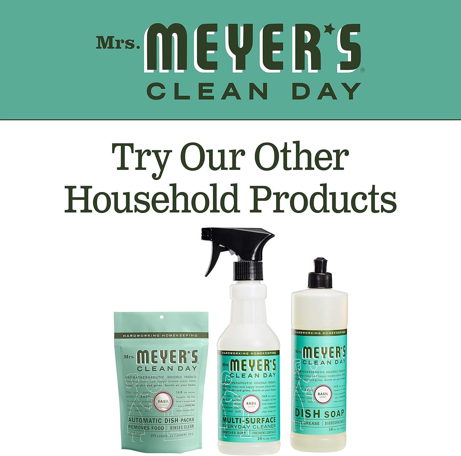 Mrs. Meyer's Clean Day Liquid Dish Soap, Cruelty Free Formula, Basil Scent, 16 oz- Pack of 3: Health & Personal Care