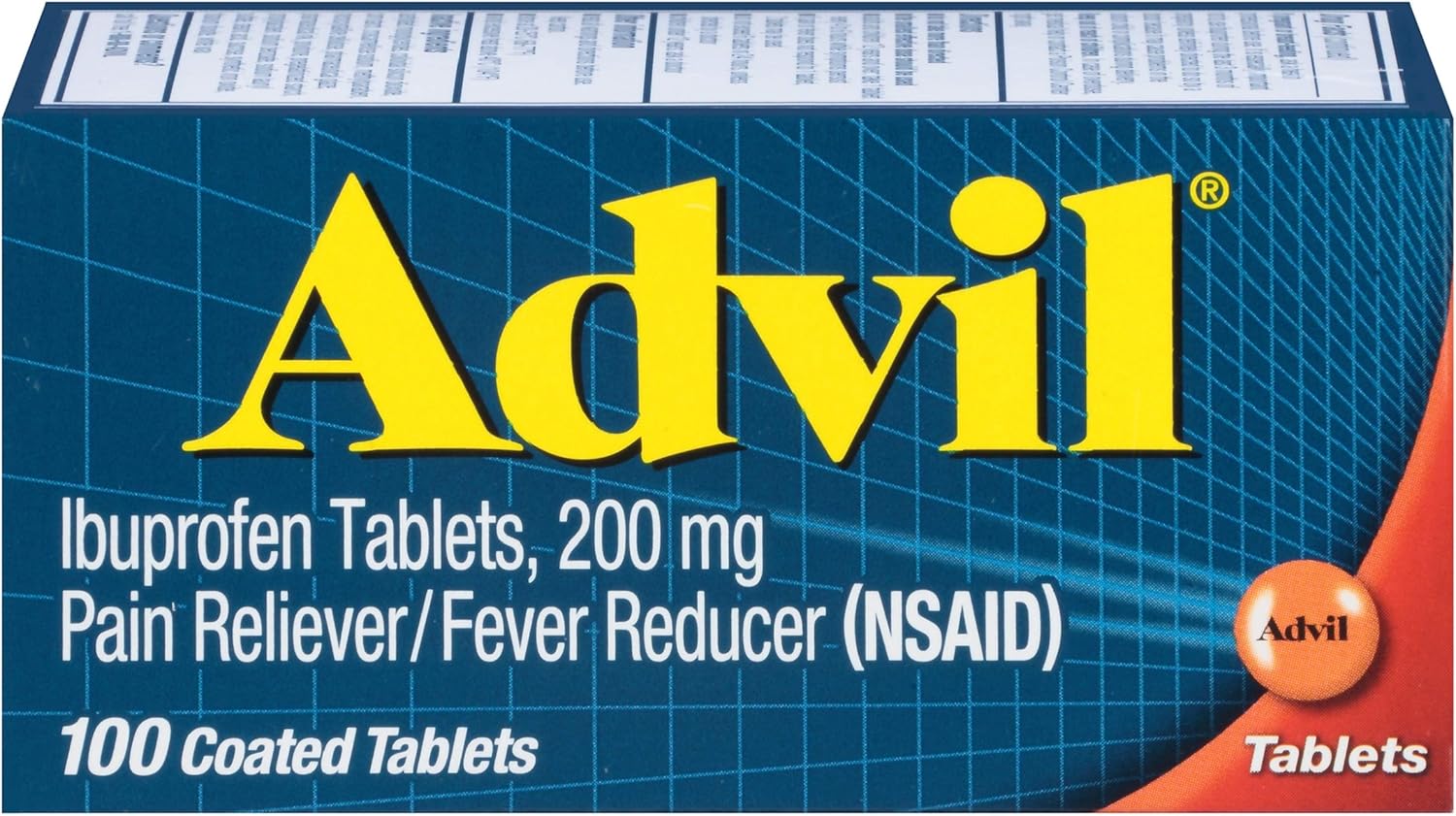 Advil Coated Tablets Pain Reliever and Fever Reducer, Ibuprofen 200mg, 100 Count, Fast-Acting Formula for Headache Relief, Toothache Pain Relief and Arthritis Pain Relief: Health & Personal Care