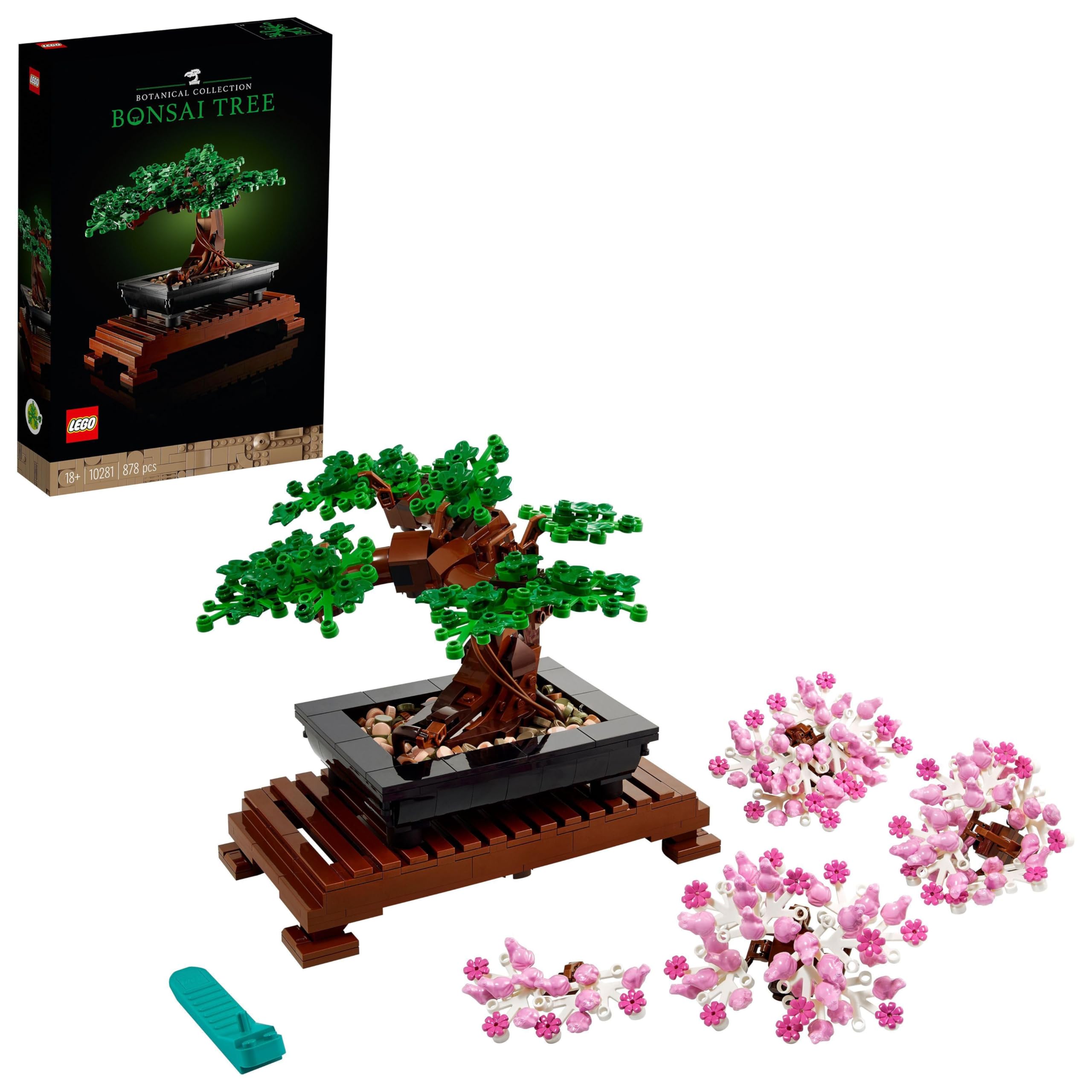 LEGO Botanicals Bonsai Tree - Faux Plant for Adults - Home Décor Set with Artificial Cherry Blossom Flowers - DIY Building Projects - Gift Idea for Women and Men - Botanical Collection - 10281