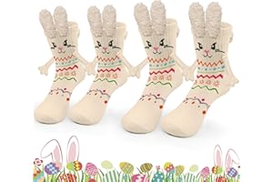 ZRPSIZP 2 Pair Easter Holding Hands Socks, Funny 3D Magnetic Kids Socks, Novelty Easter Gifts for Kids,Adults, Teens,Couple