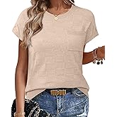 WIHOLL Short Sleeve Sweater for Women Crew Neck Trendy Summer Tops 2026 Travel Business Casual Spring Outfits with Pocket