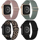 4 Pack Stretchy Solo Loop Compatible with Apple Watch Bands 38mm 40mm 41mm 42mm 44mm 45mm 46mm 49mm Women Men, Sport Nylon Elastic Straps Wristbands for iWatch Series 11 10 9 8 7 6 5 4 11 Ultra/SE 3 2