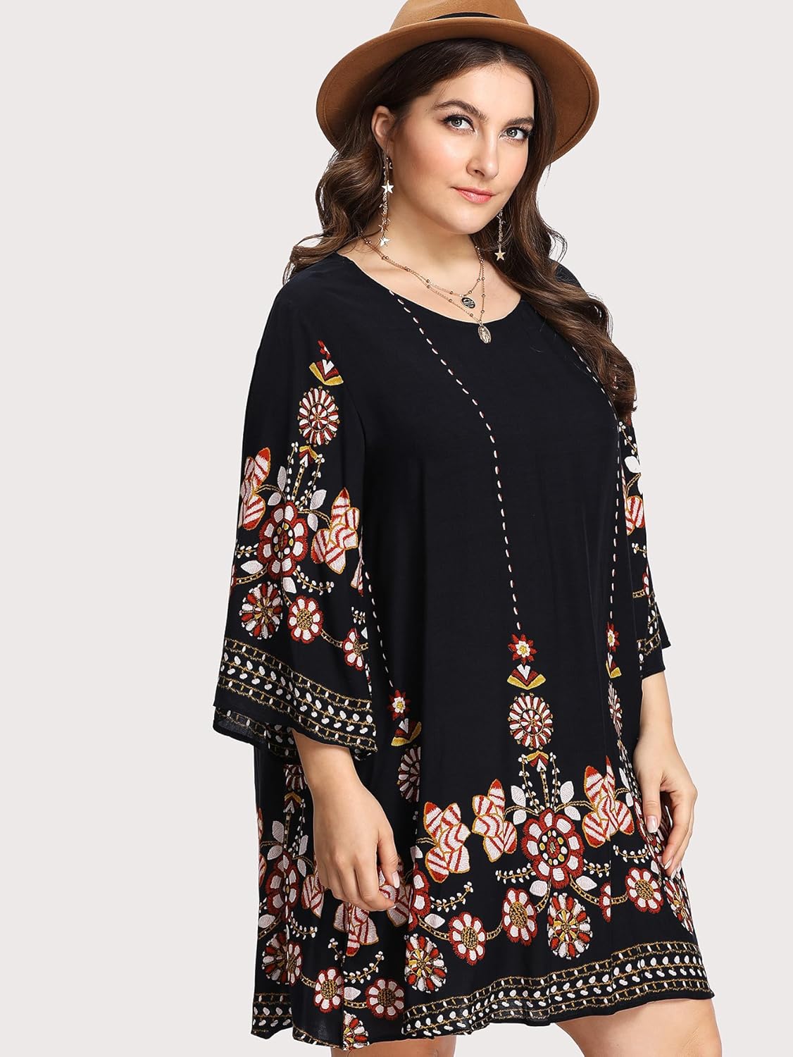 Romwe Women's Plus Size Boho Bohemian Tribal Print Summer Beach Dress at  Women’s Clothing store