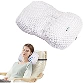 SCFOAMZAI Adjustable Neck Pillow for Recliner, Headrest Pillow for Chair & Couch Support - Ergonomic Design Cushion with 2 Adjustable Strap, Recliner Head Pillow for Office, Home, Traveling (Beige)