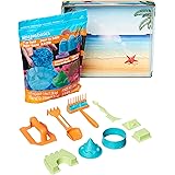 Amazon Basics 3lbs Moldable Sensory Play Sand with Castle Molds and Tool Set, for Kids Ages 3 and Up, Blue Color