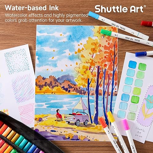 Shuttle Art Dual Tip Brush Pens, 70 Colors, Fine and Brush Dual