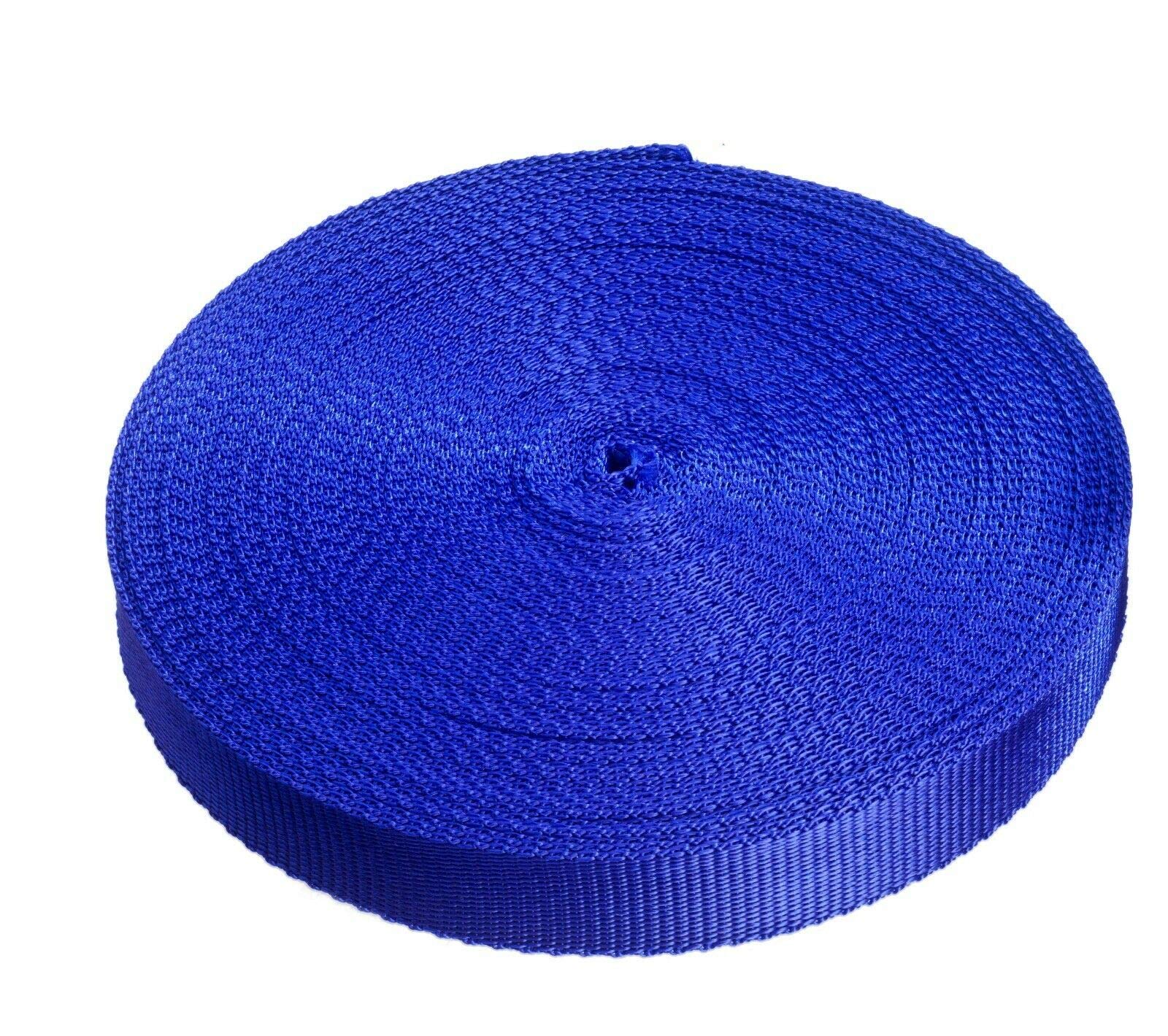 Direct Manufacturing 25mm x 50m Webbing Roll Polypropylene for DIY, Straps, Harnesses, Lashing and more | 970lb / 440kg breaking strain | Made in UK (Blue)