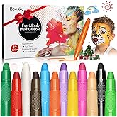 Beesjuy Face Painting Kits for Kids,12 Color Water Based Face Paint Kit, Washable Kids Body Paint for Makeup, for Birthday, H
