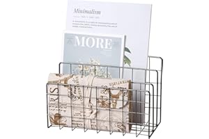 YiePhiot Desktop Mail Organizer File Organizer Metal Wire Mail Sorter Letter Organizer Magazine Rack for Letters, Mails, Books, Postcards, Brochures, Mail Holder (3 Slot, Dark Gray)