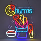 JULHOVR Churros Neon Sign,Spanish Food Dessert LED Light Wall Decor Sign | Neon Lights Hanging Wall Art Decoration for Restaurant Food Truck Juice Party Home Decor,USB Powered,Dimmable,15.35*12.6inch