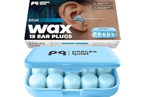 PQ Wax Ear Plugs for Sleeping, Swimming - 15 Soft Noise Cancelling Silicone Gel Wax Earplugs for Sleep and Swimmers, Ear Prot
