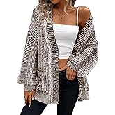 Pink Queen Women's 2026 Oversized Cardigan Sweater Long Sleeve Cable Knit Fashion Outerwear Coat