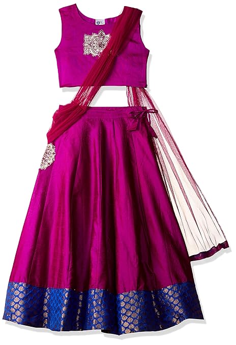Girl's Georgette Lehenga Choli (ILS00S560055E_Burgundy_7-8yrs)