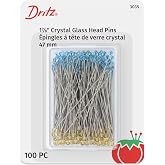 Dritz 3035 Crystal Glass Head Pins, 1-7/8-Inch (100-Count), Blue and Yellow | Heat-resistant glass heads won&rsquo;t melt under ironing&mdash;perfect for quilting and precision sewing