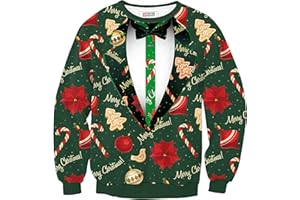 Arvilhill Men's Ugly Christmas Funny Sweatshirt Loose Fit Adult Xmas 3D Print Sweater for Holiday (S-3XL)