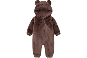 BABYMINE baby fluffy costume furry bear onesie baby fuzzy teddy bear outfit baby newborn plush clothes