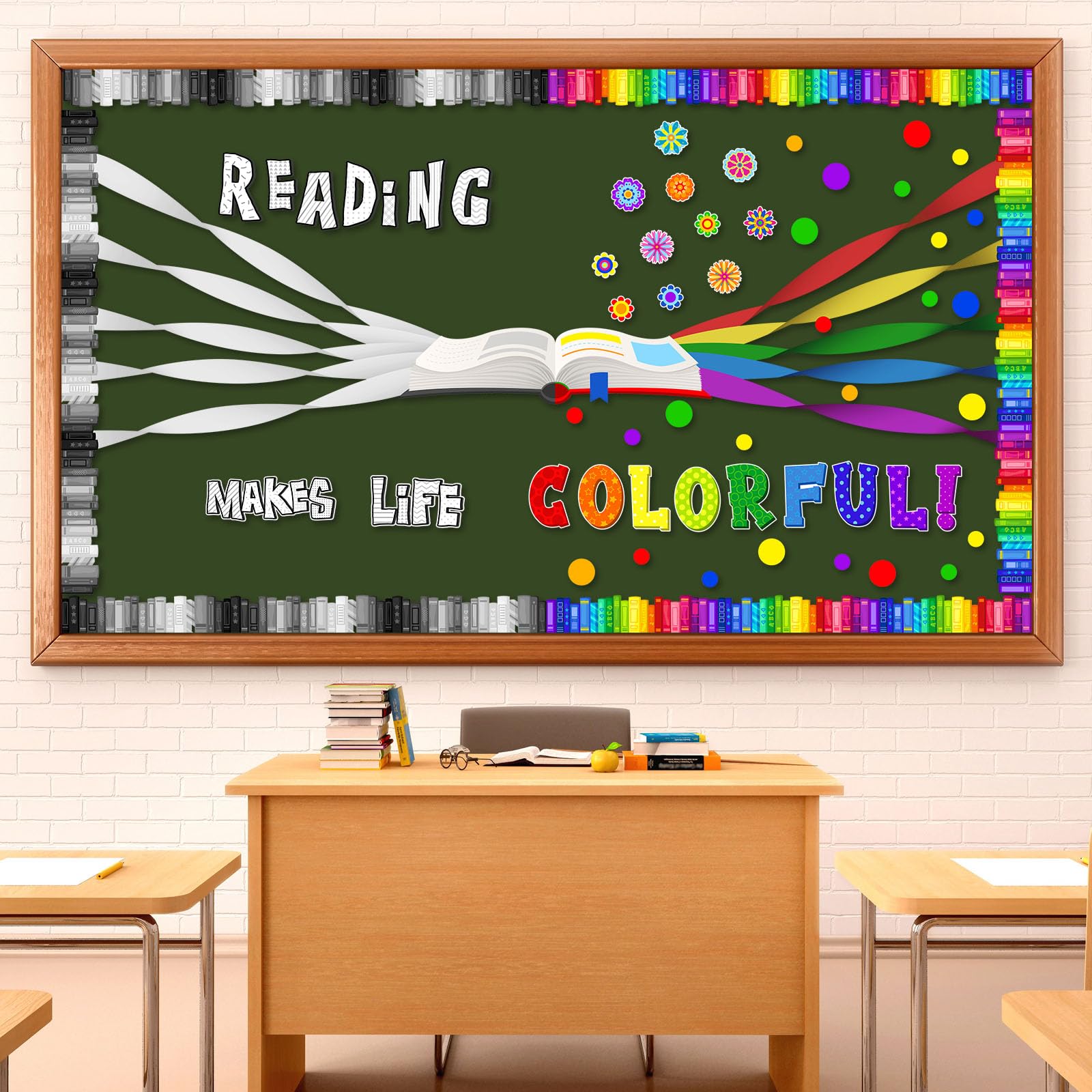 Photo 1 of Pasimy 77 Pcs Back to School Reading Bulletin Board Decorations Library Read Bulletin Board Set Cut Outs Open Book 3D Paper Cutouts for Teacher Classroom Library Decor Supplies