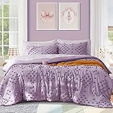 Geniospin Purple Twin Comforter Set for Girls- 5 Pieces Pom Tufted Bed in A Bag Twin Bedding Sets with Sheets, Pillowcases & Shams, All Season Kids Comforter Set