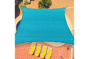 OOTONAT 12'x16' Sun Shade Sail Curved Commercial Outdoor Shade Cover Turquoise Rectangle Heavy Duty Permeable 185GSM Outdoor Shades for Patio Garden Sandbox