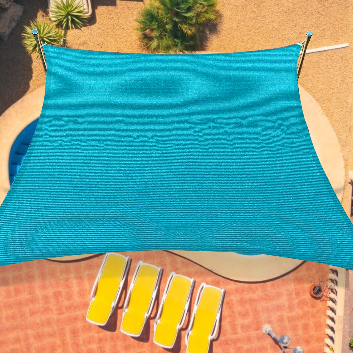 Photo 1 of 16'x20' Sun Shade Sail Curved Commercial Outdoor Shade Cover Turquoise Rectangle Heavy Duty Permeable 185GSM UV Block Sunshade for Backyard Yard Deck Patio Garden Outdoor Activities and Facility