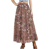 Womens Ruffle Maxi Skirts:Elastic High-Waist Pleated Long Skirt Fall Thick Chiffon Multi-Layer Skirts