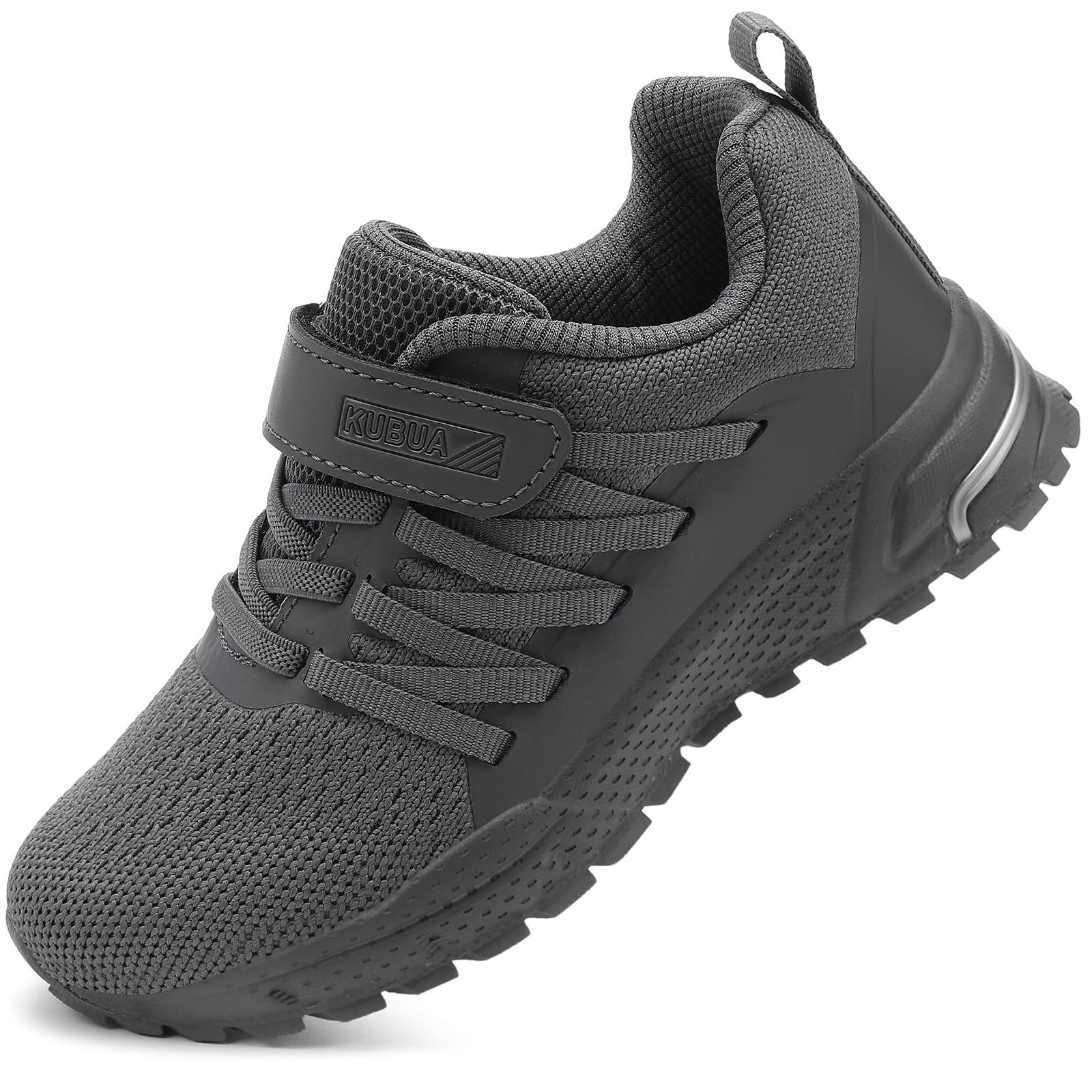 KUBUA Kids Sneakers for Boys Girls Running Tennis Shoes Lightweight Breathable Sport Athletic Dark Grey Size US 3 Big Kid Image