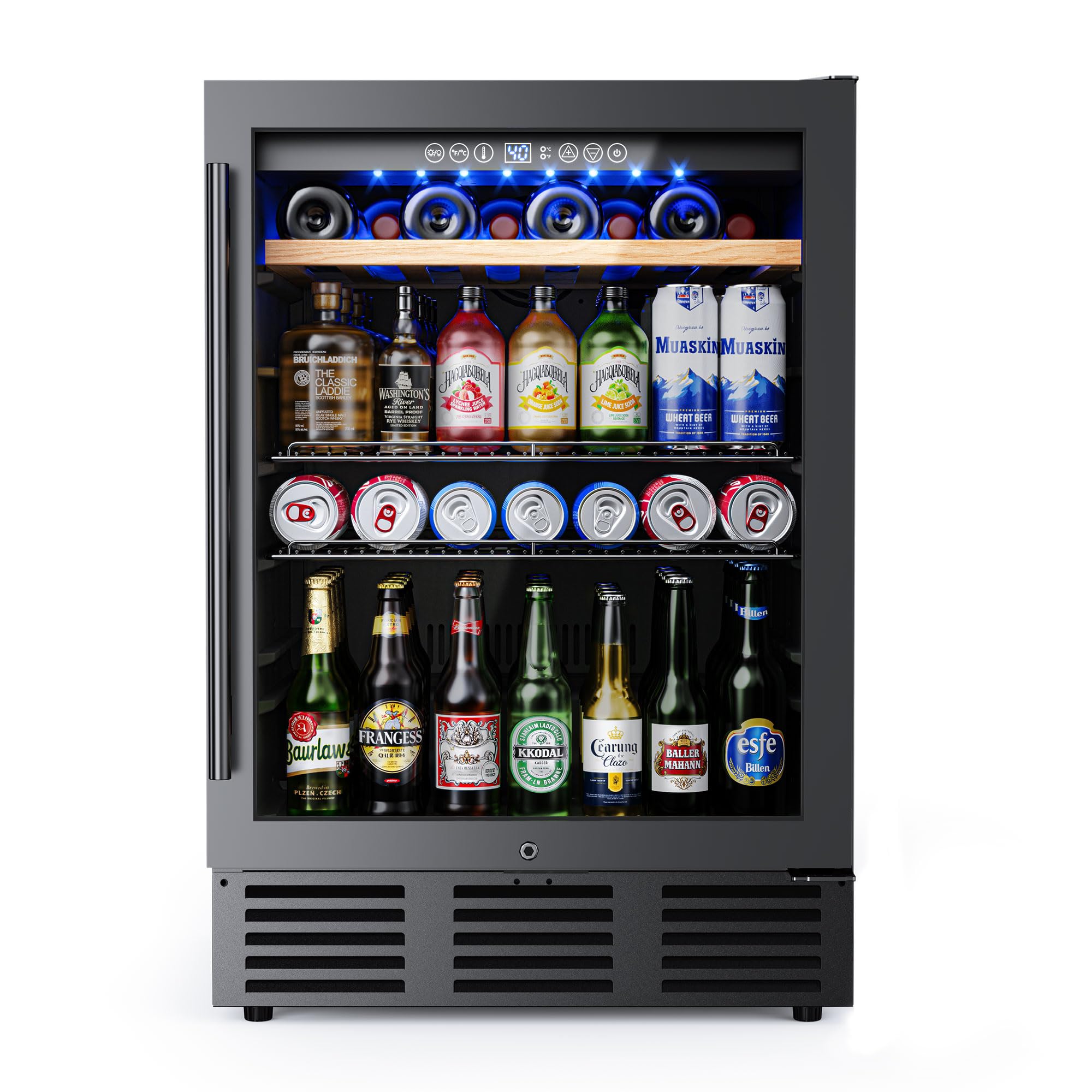 Photo 1 of ***DAMAGED - SEE NOTES/PICTURES***TRUCK/TRAILER PICKUP ONLY*** ICEVIVAL 24 In Beverage Refrigerator, 112 Cans & 8 Bottles Wine Fridge with Double-Layer Glass Door, Built-In or Freestanding Wine and Beverage Refrigerator, Under Counter Fridge for Home/Bar/