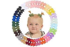 doboi 50PCS 2'' Baby Hair Bows Clips Fully Lined Grosgrain Boutique Solid Ribbon Mini Bows for Girls Teens Infants Kids Toddlers Newborn by doboi