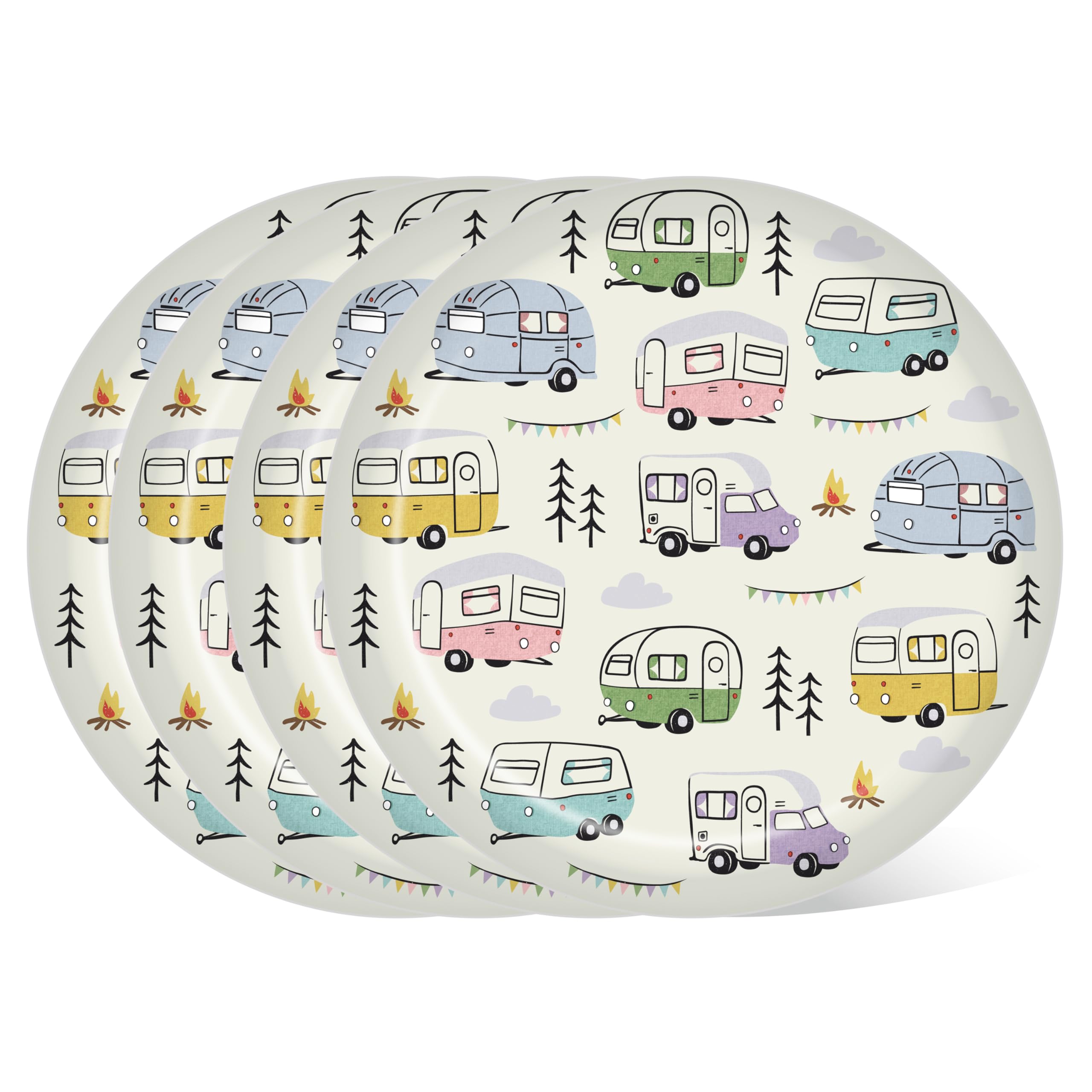 Puckator Wildwood Caravan Set of 4 RPET Picnic Plates