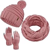Aneco Winter Warm Knitted Scarf Beanie Hat and Gloves Set Men & Women's Soft Stretch Hat Scarf and Mitten Set