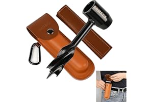SOMADA Bushcraft Hand Auger Wrench Set - Bushcraft Gear & Scotch Eye Wood Drill Peg, Survival Settler Tool Multitool with Leather Case for Bushcrafting & Camping, Mens Gifts for Outdoors