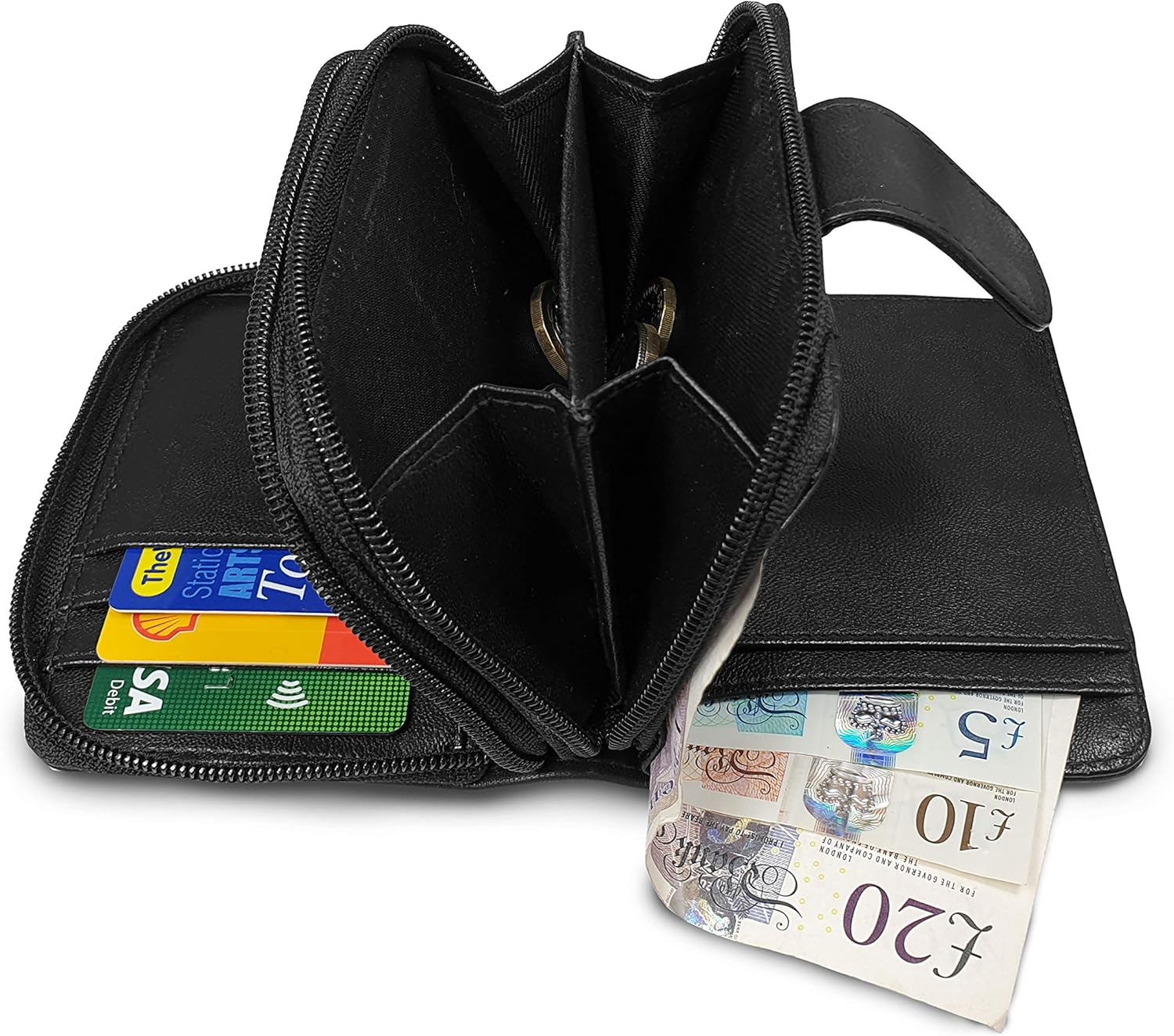 Ladies Designer Leather Purse with 6 RFID Blocking Credit Card Spaces with Zip Closure, Zipped Up Coins Section, 12x9x4cm - Image 4