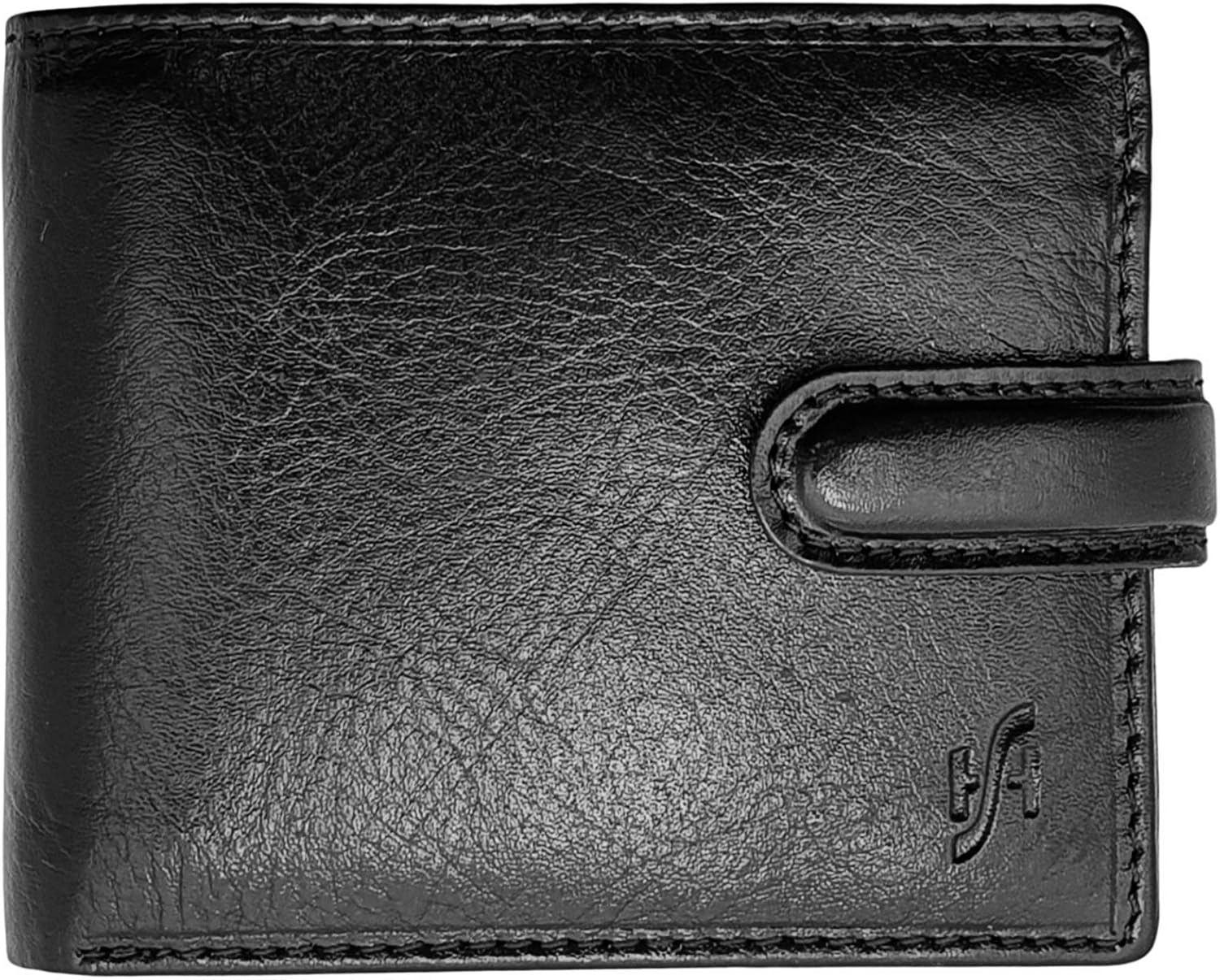 STARHIDE Mens RFID Blocking Slim Wallet Genuine VT Leather Billfold Wallet with Zip Coin Pocket and Gift Box 840 (Black)